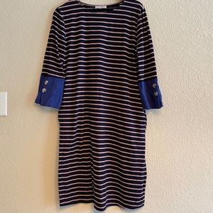 *Final Price* Navy and pink striped dress